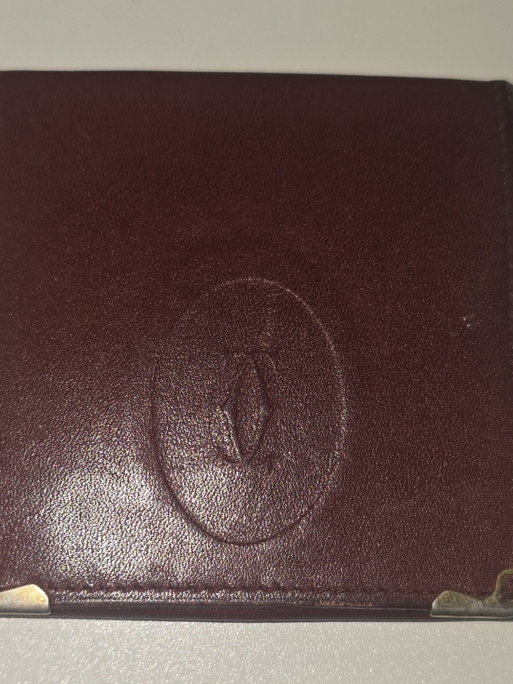 Must De Cartier Mini Coin Holder Wallet Bordeaux Leather Small Burgundy Pouch